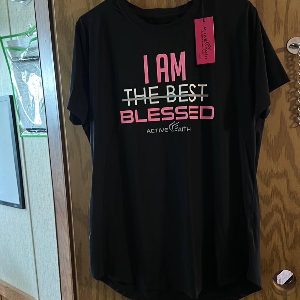 ACTIVE FAITH SPORTS I AM BLESSED TEE: BLACK: NEW WITH TAGS: SIZE 2X